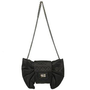 Chanel Black Satin Bow Mademoiselle Lock Shoulder Bag 195207